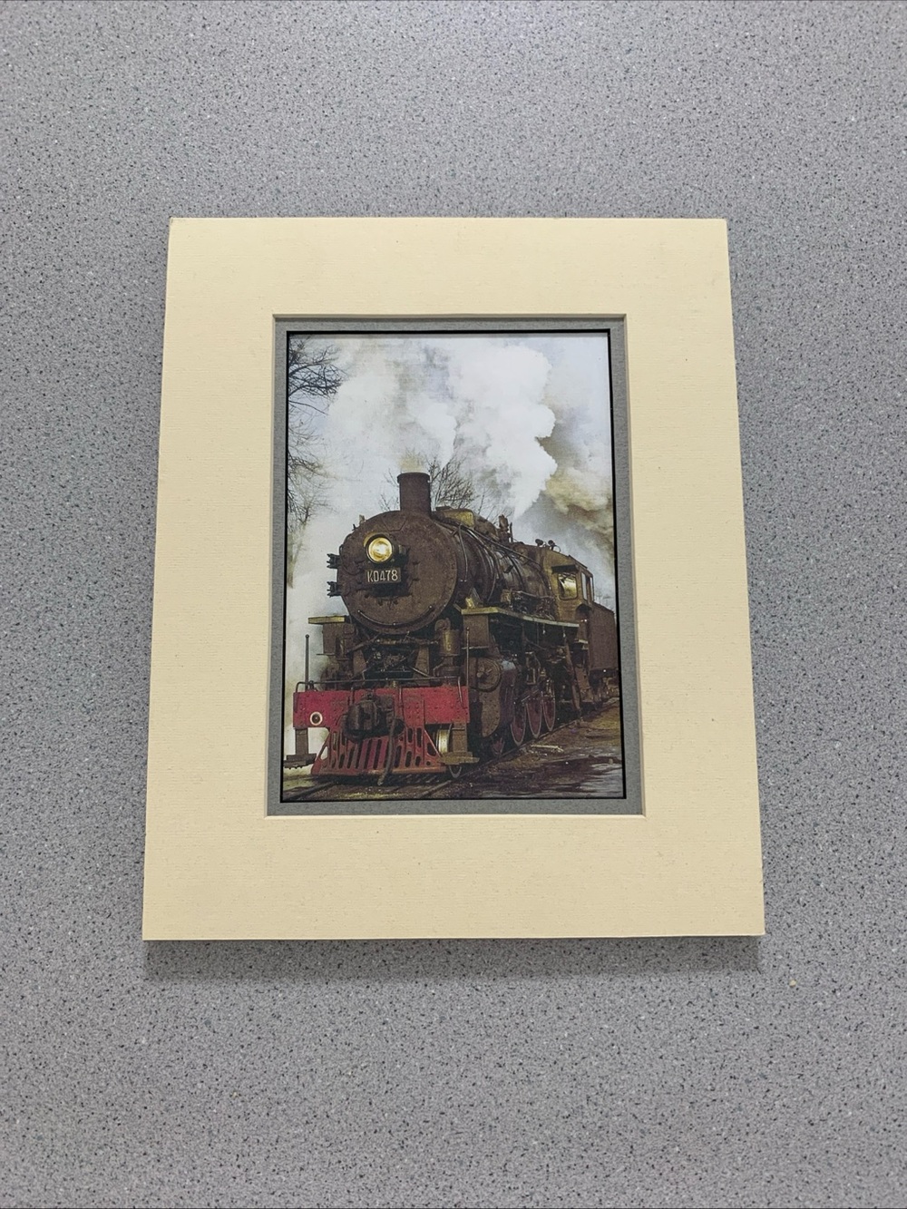 Vintage Steam Locomotive Wall Art - Cream Mat